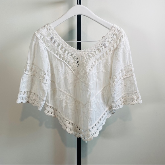 Beautiful Love J Off The Shoulder Boho Chic Crochet Smock Top Size M - Picture 9 of 10